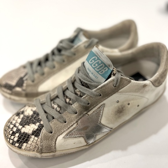 Like-new Golden Goose silver star snakeskin toe. Low sneakers - Picture 1 of 4